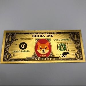 24k Gold Foil Plated Shiba Inu Coin (Cryptocurrency) Banknote